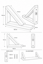 MDF Ahşap Askılı Dekoratif Cam Duvar Rafı | 60x20 cm | Saydam Cam