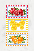 3'lü Cam Kesme Tahtası | Renkli Meyveler | 17cm x 29cm