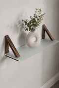 MDF Ahşap Askılı Dekoratif Cam Duvar Rafı | Satina Cam | 60x20 cm