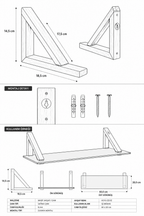 MDF Ahşap Askılı Dekoratif Cam Duvar Rafı | Satina Cam | 60x20 cm