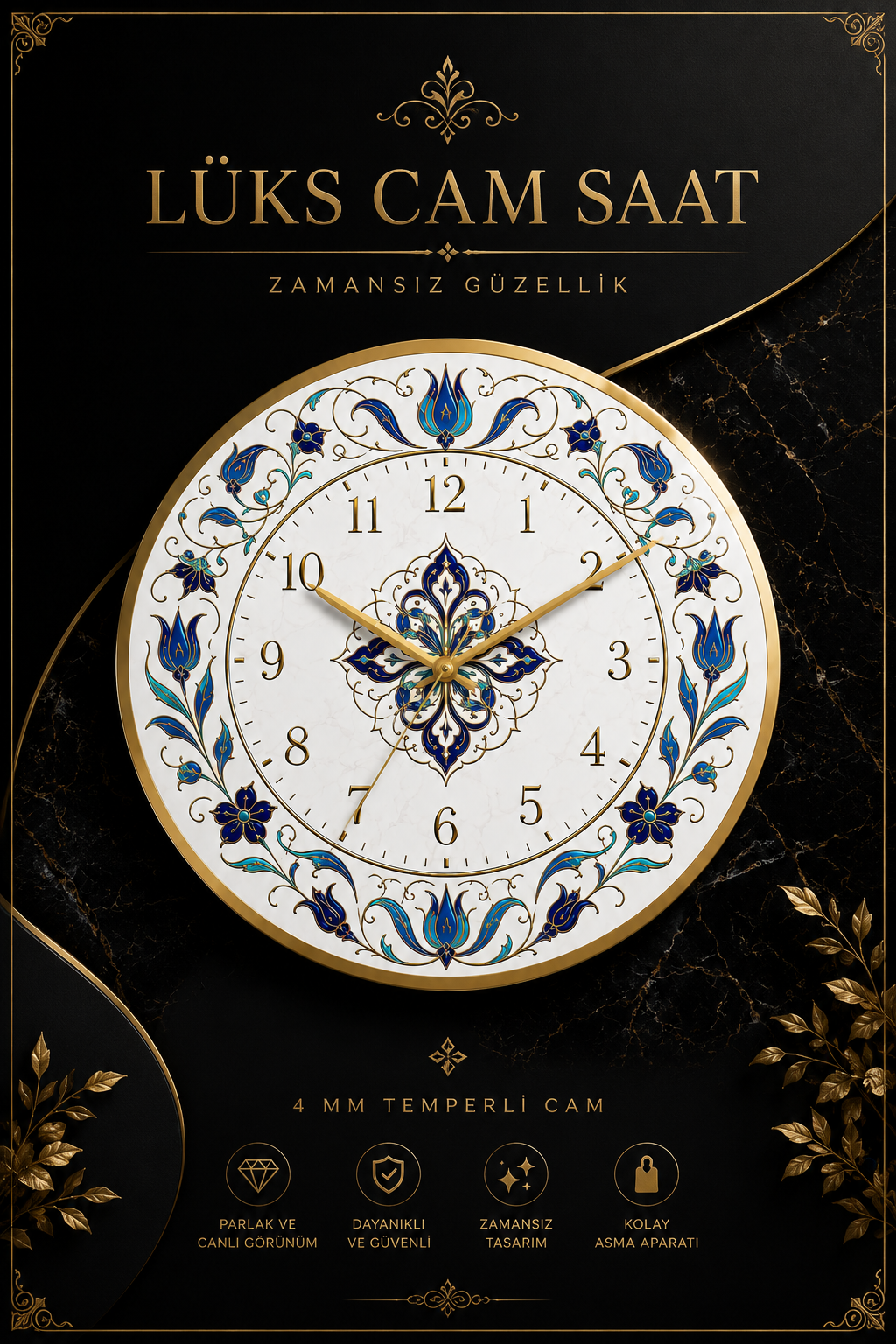Cam Duvar Saati | İznik Sultanı | Çap 32
