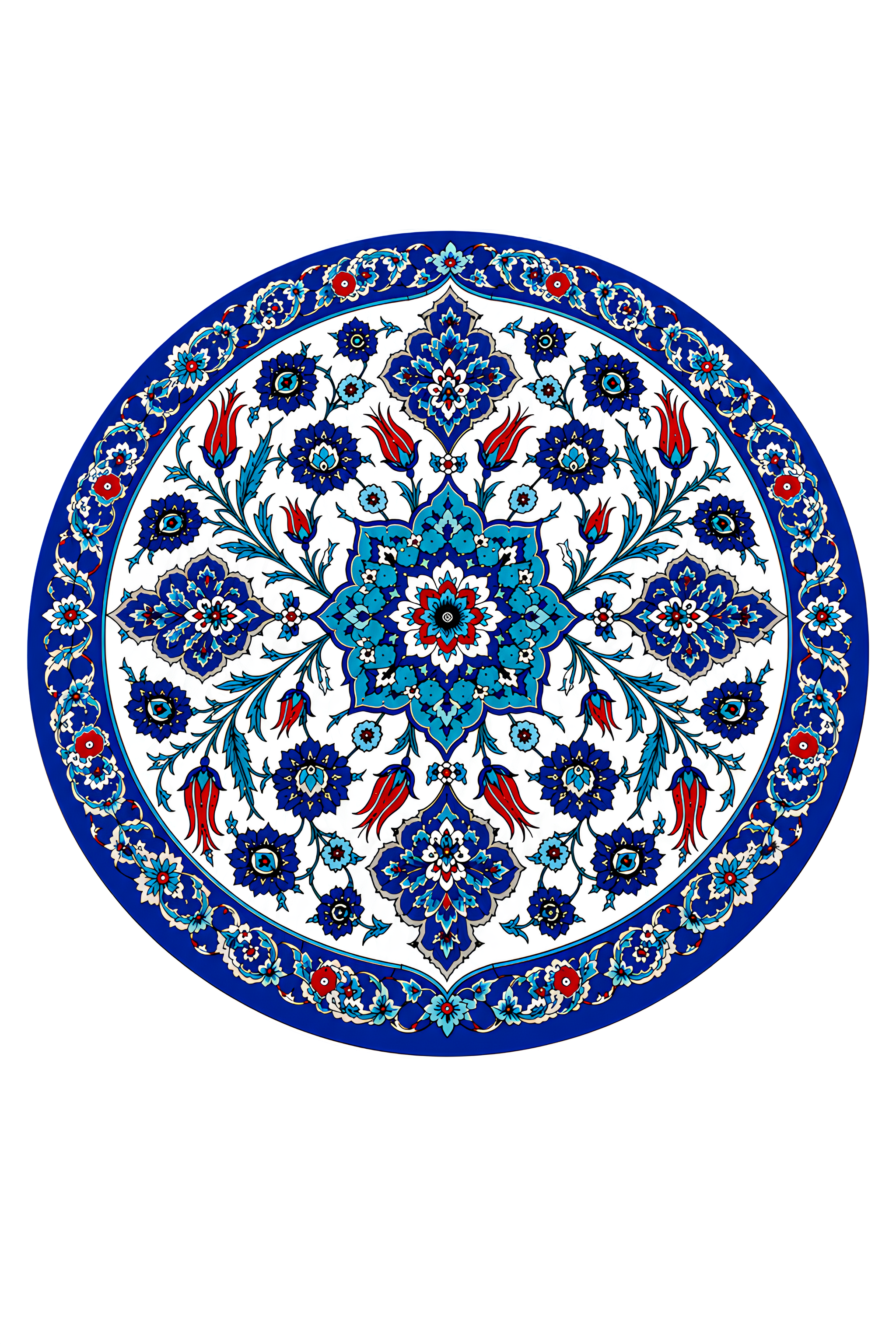 Masa Camı | Sultanbahçe Çini Desenli | Çap70cm