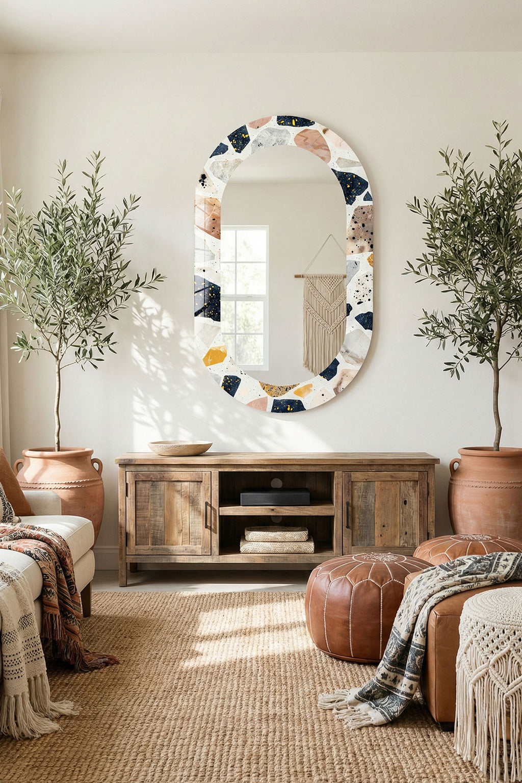 Dekor Camı ve Ayna | Art Frame Terrazzo Dekoratif Ayna | 110cm x 70cm