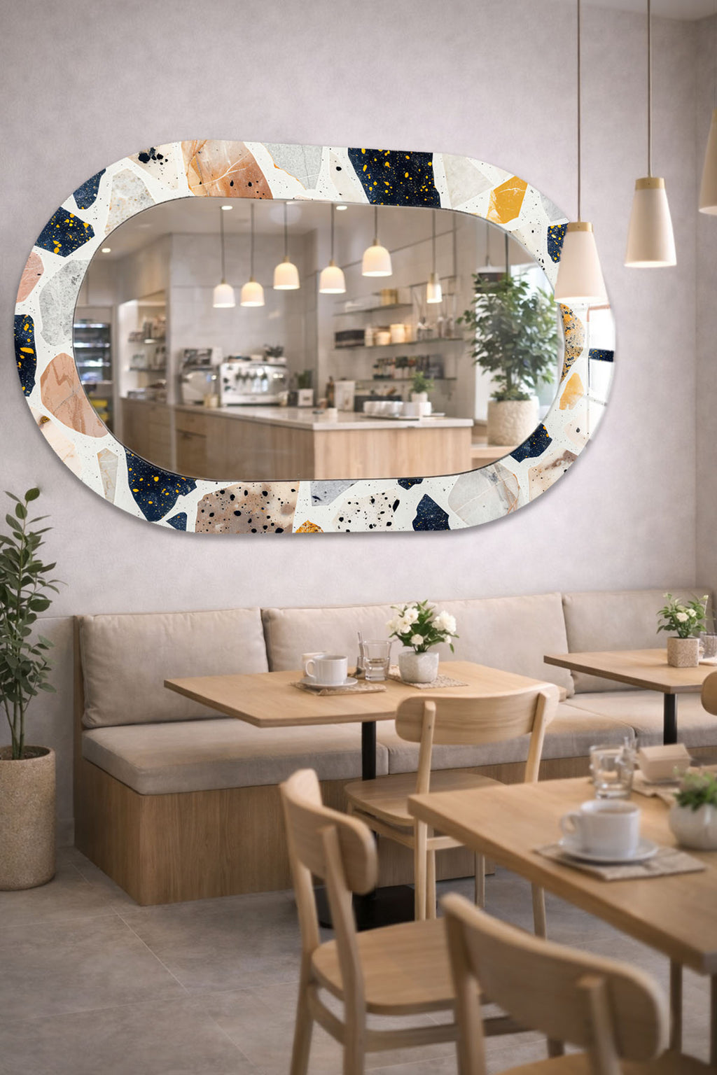 Dekor Camı ve Ayna | Art Frame Terrazzo Dekoratif Ayna | 110cm x 70cm