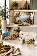 3'lü Cam Kesme Tahtası | Zeytin Dalı Koleksiyonu | 17cm x 29cm